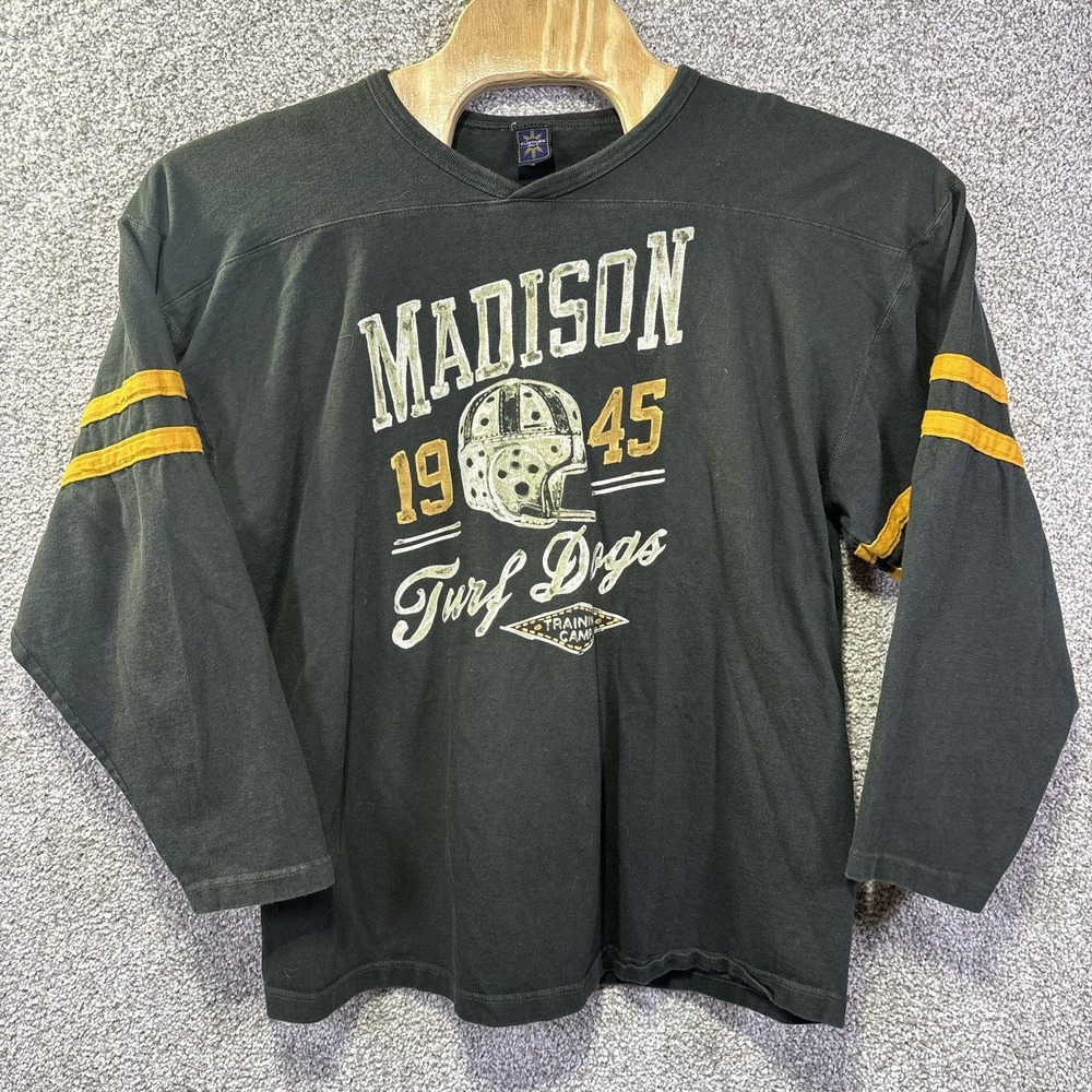 Further Out Shirt Mens Large Black Madison Turf Dogs Football 3/4 Sleeve